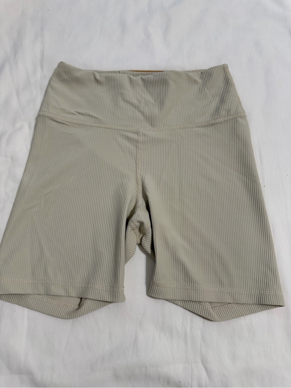 Old Navy Ribbed High-Waist Bike Shorts in Light Beige